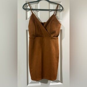 Elegant Brown Sleeveless Mini Dress